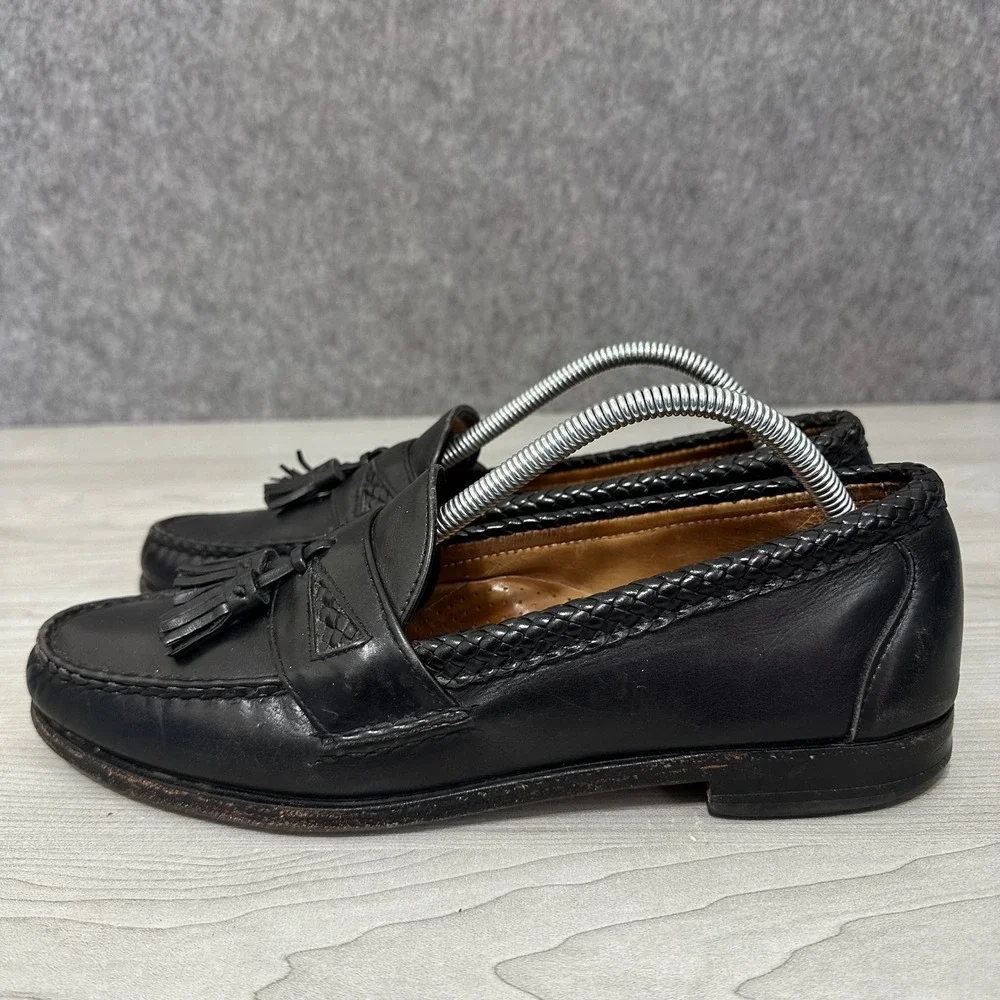 Allen Edmonds Maxfield Loafers Mens 10 Black Tassel‎ Woven Leather Dress Shoes